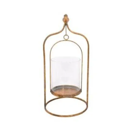 ΜΕΤΑΛΛΙΚΟ ΦΑΝΑΡΙ ΜΕ ΓΥΑΛΙ "BIRD" 31x17x11εκ